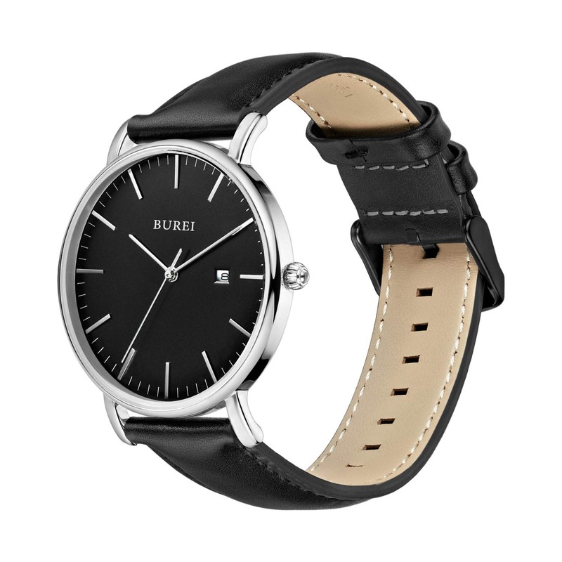 BUREI Stylish Men's Watches Minimalist Ultra Slim Date Large Face