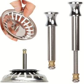 Strainer Basket Replacement Spigot, 1 Pack, for Eccentric Operation, Protrudes 27-57 mm Deep into the Drain, Diameter 8 mm Pin, Brass Pins, Compatible with Franke, Blanco Drain Fitting, Eccentric Pin