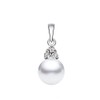14k White Gold AAAA Quality Japanese Akoya Cultured Pearl Diamond
