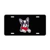 Boston Terrier Dog in a Red Scarf License Plate - Black