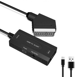 HDMI to SCART Converter With HDMI Cable, 1080P HD Adapter, Video Audio Converter with NTSC/PAL (Video+Audio Supported Over Scart)