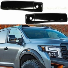 Torox For 2004-2024 Nissan Titan GLOSS BLACK Door Handle COVERS w/2 Keyhole & w/o SKH