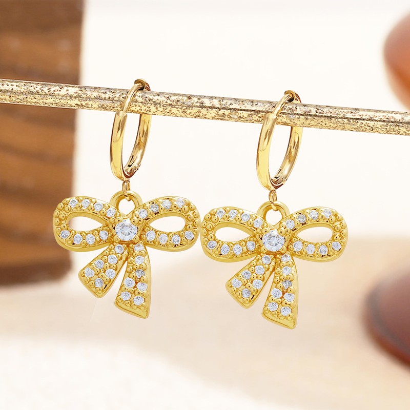 Dainty Bow Hoop Earrings for Women Small Bow Earrings Dangle