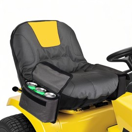 Weatherproof Tractor Seat Cover,Lawn Mower Seat Cover Compatible with Cub Cadet, Husqvarna, John Deere,Riding Mower Seat Cover with Drink Pouch,Heavy Duty 600D Oxford (Small)