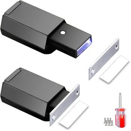 Push to Open Door Latch Cabinet Hardware ZKRIOC 2 Pack Magnetic Push Latch & Lock Heavy Duty Touch Latch and Catch for Hidden Door Drawer Push Release Tip on Strong Pop Out, Black