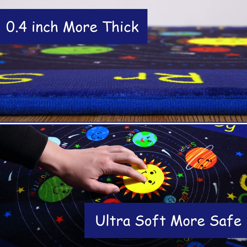 COZYLOOM Kids Solar System Educational Rug Galaxy Outer Space Kids