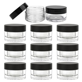 AEIOPRS 10 x 10 ml transparent empty containers, cream tins, mini tins, cosmetic containers, travel sample container for lip balm, lotion cream