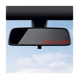 DXNQ 4 PCS Trust in God Rearview Mirror Decals, Automotive Vinyl Rear View Mirror Decorative Stickers, Waterproof Trust in God Stickers for Car Truck Laptop, Car Accessories (Red)