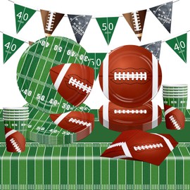 Football Party Supplies Football Birthday Party Decorations Includes Banner Tablecloth Cups Plates Napkins for Super Bowl Birthday Baby Shower Decor
