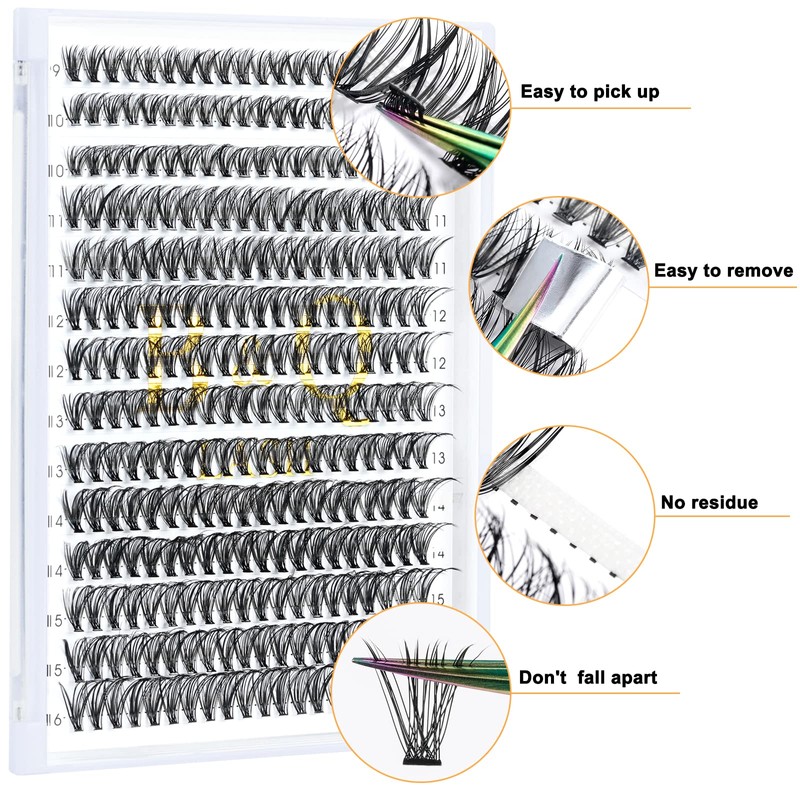 Lash Clusters 30D-0.07D-9-15MIX B&Q Lash Individual Lashes 280 Clusters False