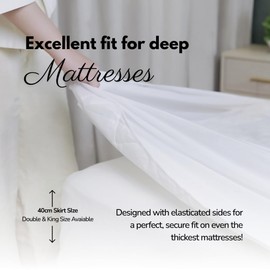 The Royce Microfibre Quilted Mattress Protector - 138 x 195 cm - Extra Deep 40cm Fitted Skirt - Mattress protector - Machine Washable - White (Double Size)