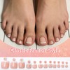 French Tip False Toenails Set - 120Pcs Nude Pink Fake