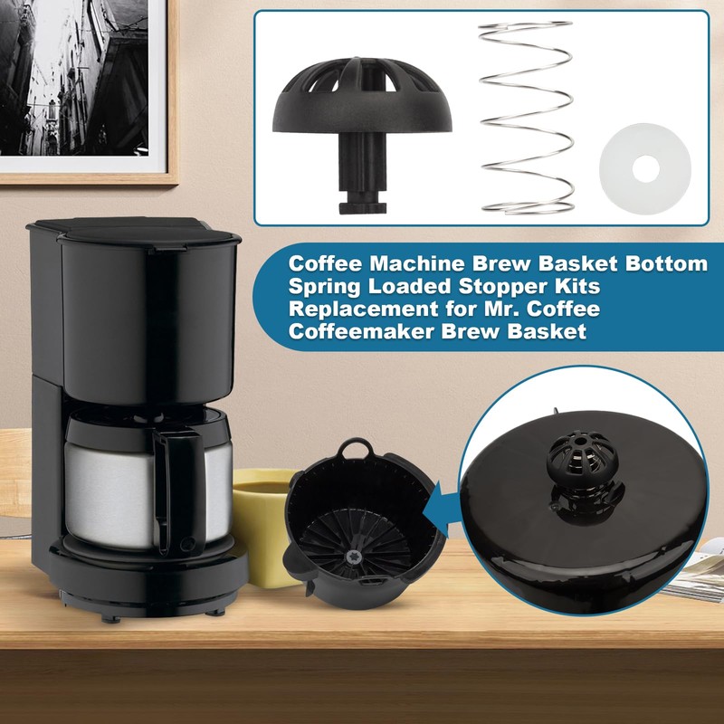 Showingo Coffee Machine Brew Basket Bottom Spring Loaded Stopper Kits(2