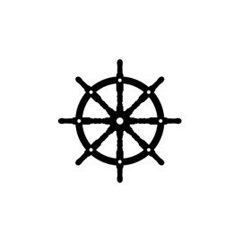 Aurabeam Vinyl Wall Art Decal - Rudder Shape - 21" x 21" - Beach Icons Sea Boat Cute Modern Trendy Marine Icons Ocean Navy Design for Home Office Living Room Bedroom Store Decor