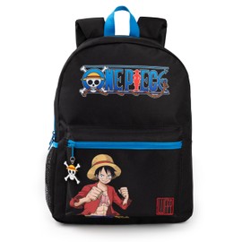 One Piece Luffy Boys Backpack | Black Rucksack with Adjustable Straps | Practical & Organised Luggage Sports School Bag | Anime Game Series Movie Merchandise Gifts for Kids & Teens, Black, Classic