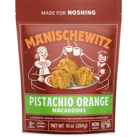 Manischewitz Pistachio Orange, 10oz | Coconut Macaroons | Resealable Bag | Dairy Free | Gluten Free Coconut Cookie | Kosher for Passover