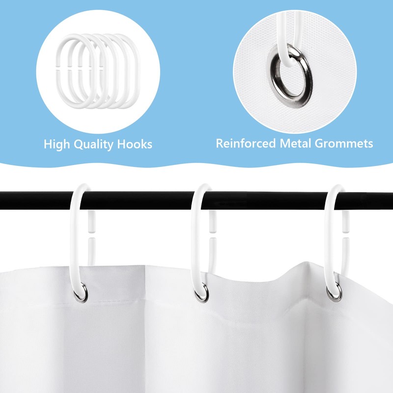 Carttiya Anti-Mould Shower Curtain, EVA Bath Curtain, No Odours, BPA-Free,