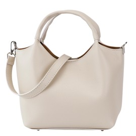 SH Leder Sophia G684 Women's Genuine Leather Handbag with Shoulder Strap and Inner Pocket Elegant Handbag Crossbody Bag for Everyday and Office 28 x 18 cm, beige, L