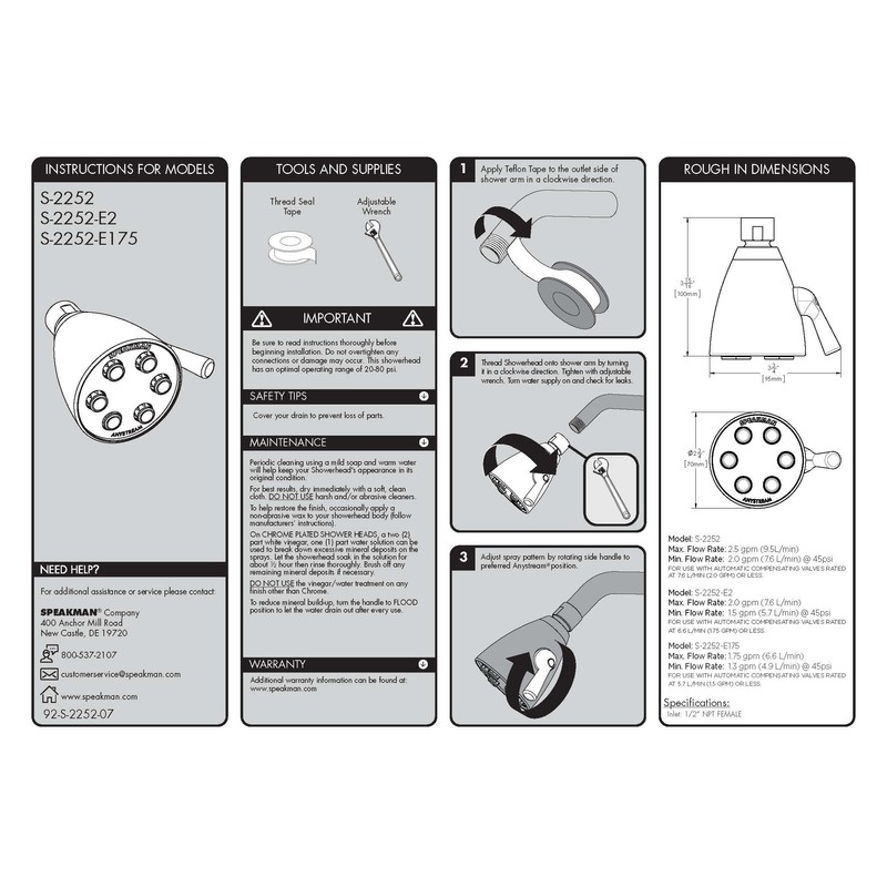 Speakman S-2252-MB Signature Brass Icon Anystream High Pressure Adjustable Shower