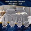 HENGWEI Satin Sheet Set Queen Size,4 Piece Sheet Set Breathable