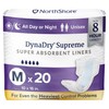 NorthShore DynaDry Supreme Liners for Men and Women, Medium, Pack/20