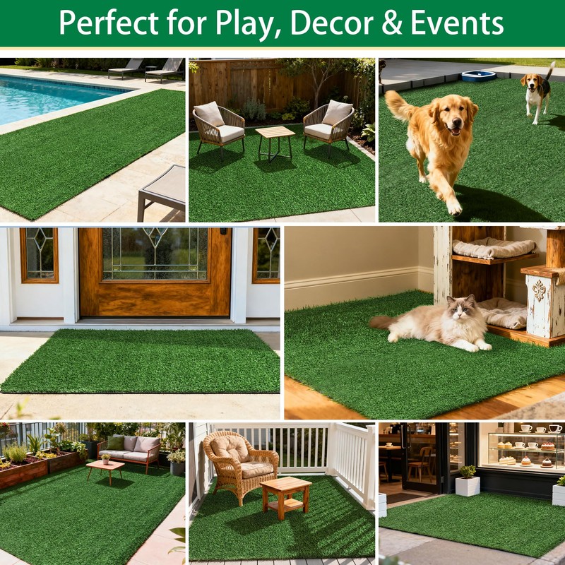 Artificial Grass Outdoor Rug - 4FTX6FT Turf Mat Fake Grass