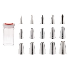 Endoshoji WKT40 Commercial Use, Case Included, Round Nozzle Set, No. 1 - No. 15 (Set of 15), 18-8 Stainless Steel, Made in Japan