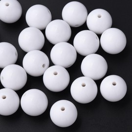 Ornazy 100 pcs 20mm White Acrylic Round Beads Opaque Gumball Beads Smooth Chunky Bubblegum Beads for Necklace and Bracelet Making Crafting Supplies