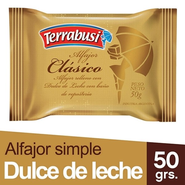 Terrabusi Alfajores Classic Milk Chocolate Filled with Dulce de Leche (pack of 12)