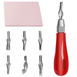 Mardatt 8Pcs Craft Linoleum Carving Tools Kit Includes Rubber Stamp Carving Tools with 6 Blades, Rubber Carving Blocks, Carving Block Stamp Art Block Cutters Linoleum Cutter Tools for Block Printing