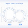 60 Pcs Blue Plastic Plates Set for Wedding Party Guests