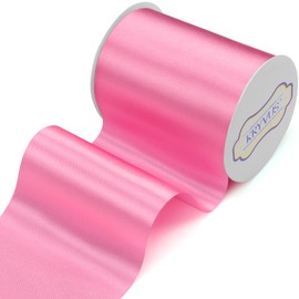 Kryvus Pink Satin Ribbon, 100mm x 20M Wide Pink Ribbon, Solid Large Ribbons for Cutting Ceremony, Grand Opening, Wedding Chair Sash, Car Decor, Gift Wrapping, Party Decoration