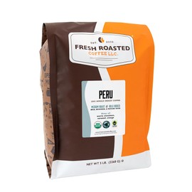Fresh Roasted Coffee, USDA Organic Peru | 3rd Party Tested for Pesticides, Mold, Mycotoxins, Kosher | 100% Arabica, Specialty Grade, Med Roast 5 lb (80 oz) Ground