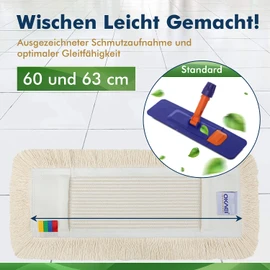 Okaei Pack of 2 Mop Cover (60 cm) – Floor Mop Cover for Dry and Wet Cleaning – Floor Mop Cover for All Standard Mop Holders and Presses – High-Quality Wiper Cover, Beige