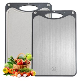 Pracfit Pure Titanium Double-sided Food-Grade Cutting Board, Lightweight and Durable -, Suitable for Handling Meat and Vegetables, Dishwasher Safe, Easy to Clean, 15.08 * 10.35 Inches