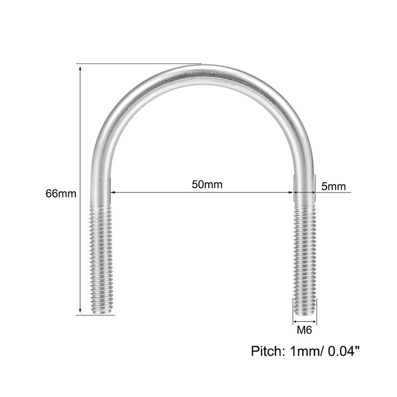 sourcing map Pack of 5 U-bolt M6 304 stainless steel