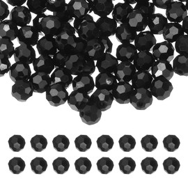 PATIKIL 10mm Rondelle Cuentas de Cristal, 100 Piezas de Bolas de Cristal Facetadas Suelta Espaciador de Abalorios para Hacer Joyas Pulsera Collar Pendientes Móviles Artesanales, Negro