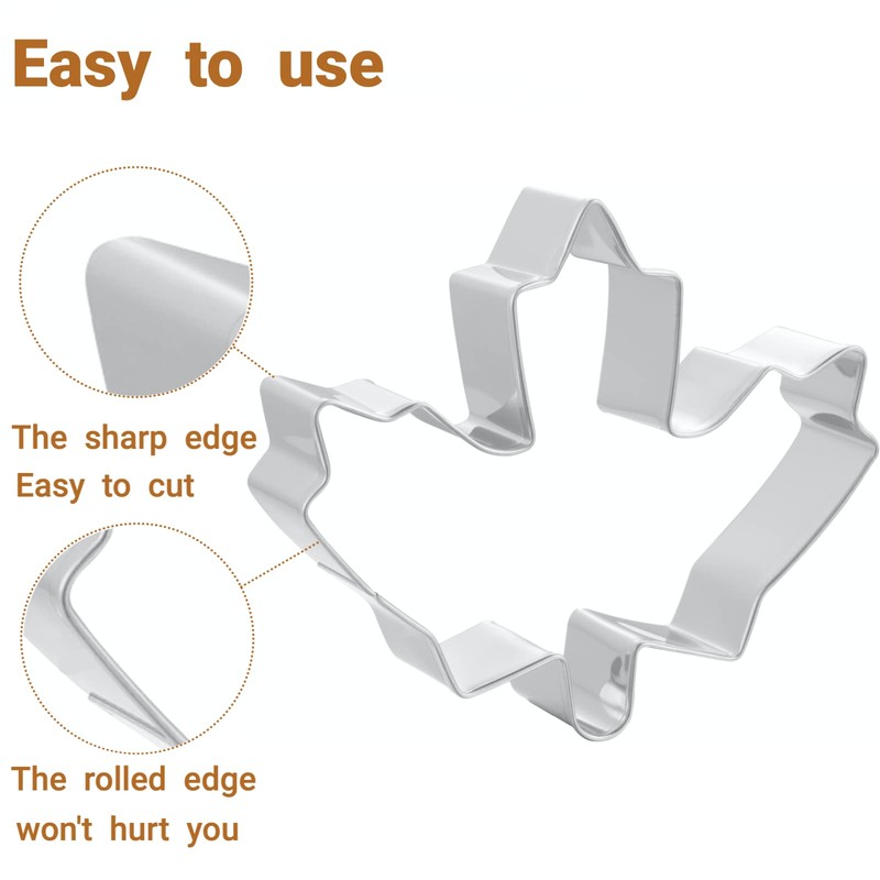 JOB JOL Fall Leaf Cookie Cutters 4 PCS, 3.5'', 3.75'',