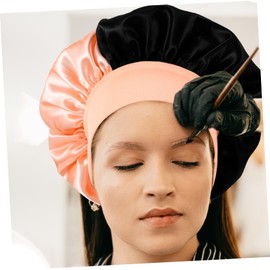 Outanaya Stylish Wide-brim Colorblock Elastic Sleeping Cap Protective Bonnet for Braids Breathable Material 2 Pieces