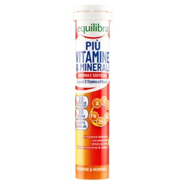 Equilibra Integratori Alimentari, Più Vitamine e Minerali, Integratore Multivitamine con 12 Vitamine e 6 Minerali per Efficienza e Vitalità, Gusto Lemon Lime, 3 Pezzi da 20 Compresse Effervescenti