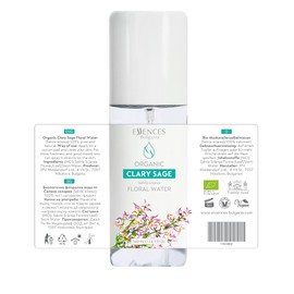 Essences Bulgaria Organic Clary Sage Floral Water 4.7 Fl Oz | 140ml | 100% Natural, Spray for face, Body, Hair, Anti-Age Refreshing Beauty Mist | Makeup Remover | Alcohol-Free | Hydrating | Vegan