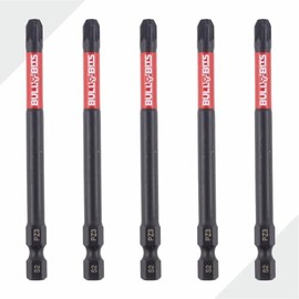 5X Bull Bits 90mm PZ3 Impact Driver Bits Set - Single Ended, Shock Zone, S2 Steel, Torsion Zone