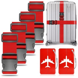 Pack of 4 Suitcase Strap, Luggage Strap, Adjustable Luggage Strap with 2 Luggage Tags, Luggage Strap for Quick Recognition Luggage, Travel Bag, Suitcase