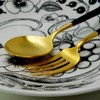 Cutipol GOA Black Matte Gold Dessert Fork Spoon Set