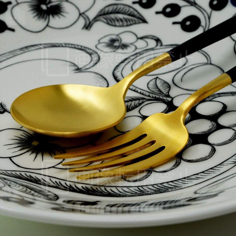 Cutipol GOA Black Matte Gold Dessert Fork Spoon Set