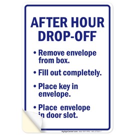 After Hour Drop Off Remove Envelope From Box Sign, 10x7 Inches, 4 Mil Vinyl Decal Stickers Weather Resistant, Made in USA by My Sign Center