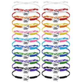 Rtteri 20 Pcs Cheerleader Gifts Cheer Bracelet Girls Cheerleading Charm Bracelet Adjustable Cheerleader Gifts For Cheer Team Cheerleading Jewelry Accessories Bulk (Assorted Colors)