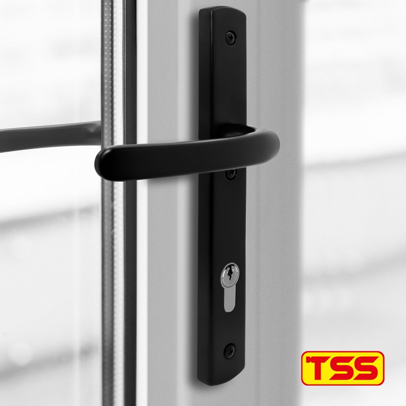 TSS Black UPVC Door Handle Pair Set, 92mm PZ (Centres),