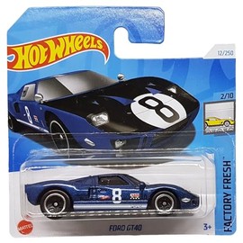 Hot Wheels - Ford GT40 - Factory Fresh 2/10 - HTD34 - Short Card - Good Year - Autolite - Dark Blue Metallic - Mattel 2024-1:64