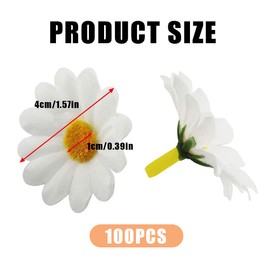 100 pieces white daisy fake flower, artificial flower heads, artificial sunflower heads, artificial flowers, mini white daisy flower heads, for flower decorations